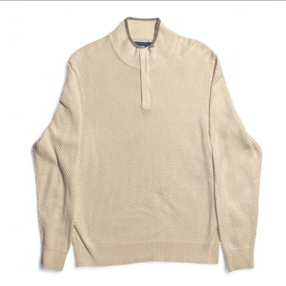 Perry Ellis Men's Cream Zip Up Sweater